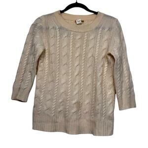 J.Crew 100% Cashmere Cable Knit Sweater Womens Small Italian Yarn Minimalist